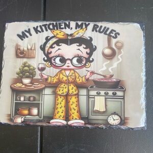 Cartoon Kitchen Wall Plaque - Yellow